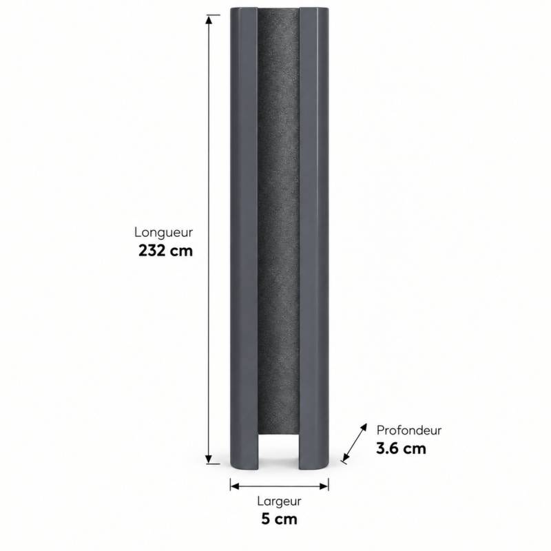 Poteau aluminium départ ou fin de clôture - Coloris - Gris anthracite RAL 7015, Epaisseur - 3,6 cm, Largeur - 5 cm, Longueur - 232 cm - Image 2