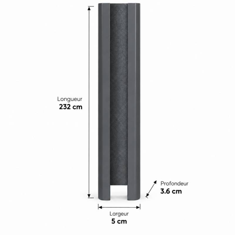 Poteau aluminium départ ou fin de clôture - Coloris - Gris anthracite RAL 7015, Epaisseur - 3,6 cm, Largeur - 5 cm, Longueur - 232 cm - Image 2