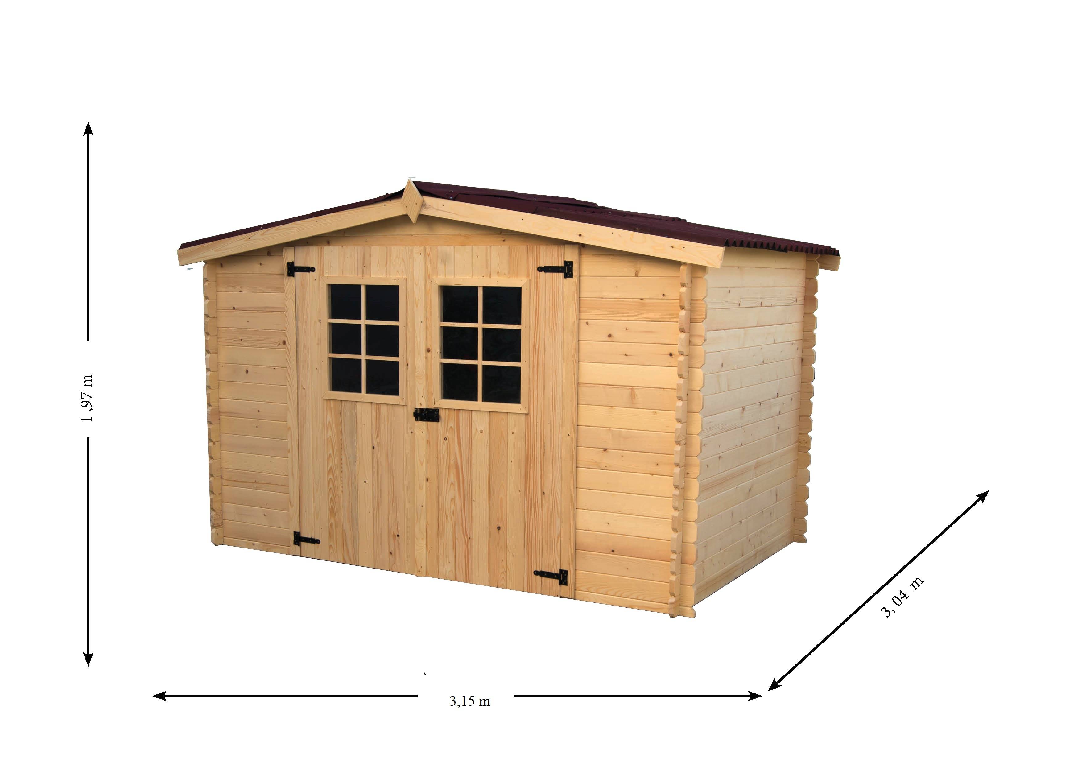 Habrita - Abri Madriers bois massif / 20 mm / surface extérieure : 9,42 m2 / toiture plaques ondulées plus grande longévité - Image 4
