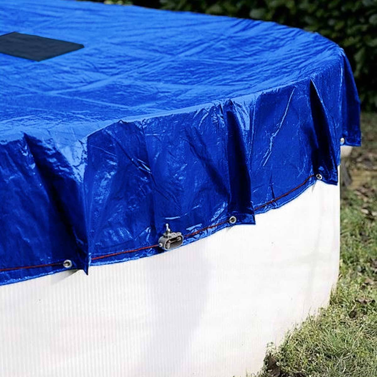 Tecplast - Bâche Piscine ronde - Diam. 3,60 m pour Piscine hors sol diam. 3 m - Couverture Piscine PO155RD avec Filet d'écoulement TECPLAST - Image 3