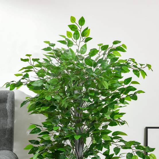 Ficus artificiel plastique décoration maison feuillage dense liane 135cm vert - ComfortXL Outdoor Living - Image 10