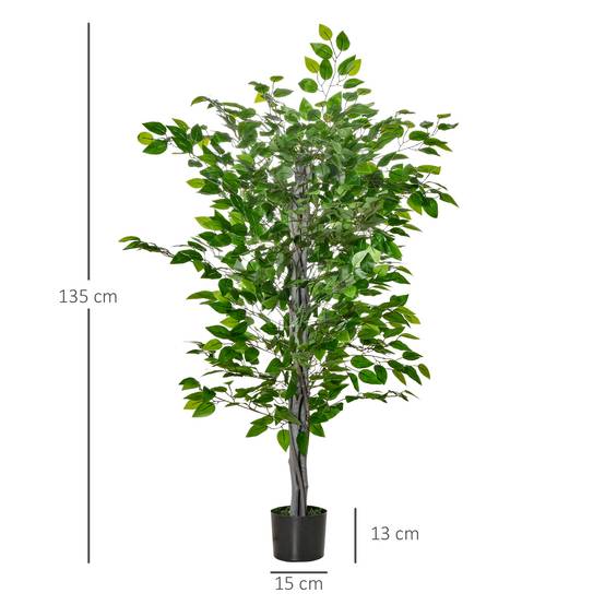 Ficus artificiel plastique décoration maison feuillage dense liane 135cm vert - ComfortXL Outdoor Living - Image 5