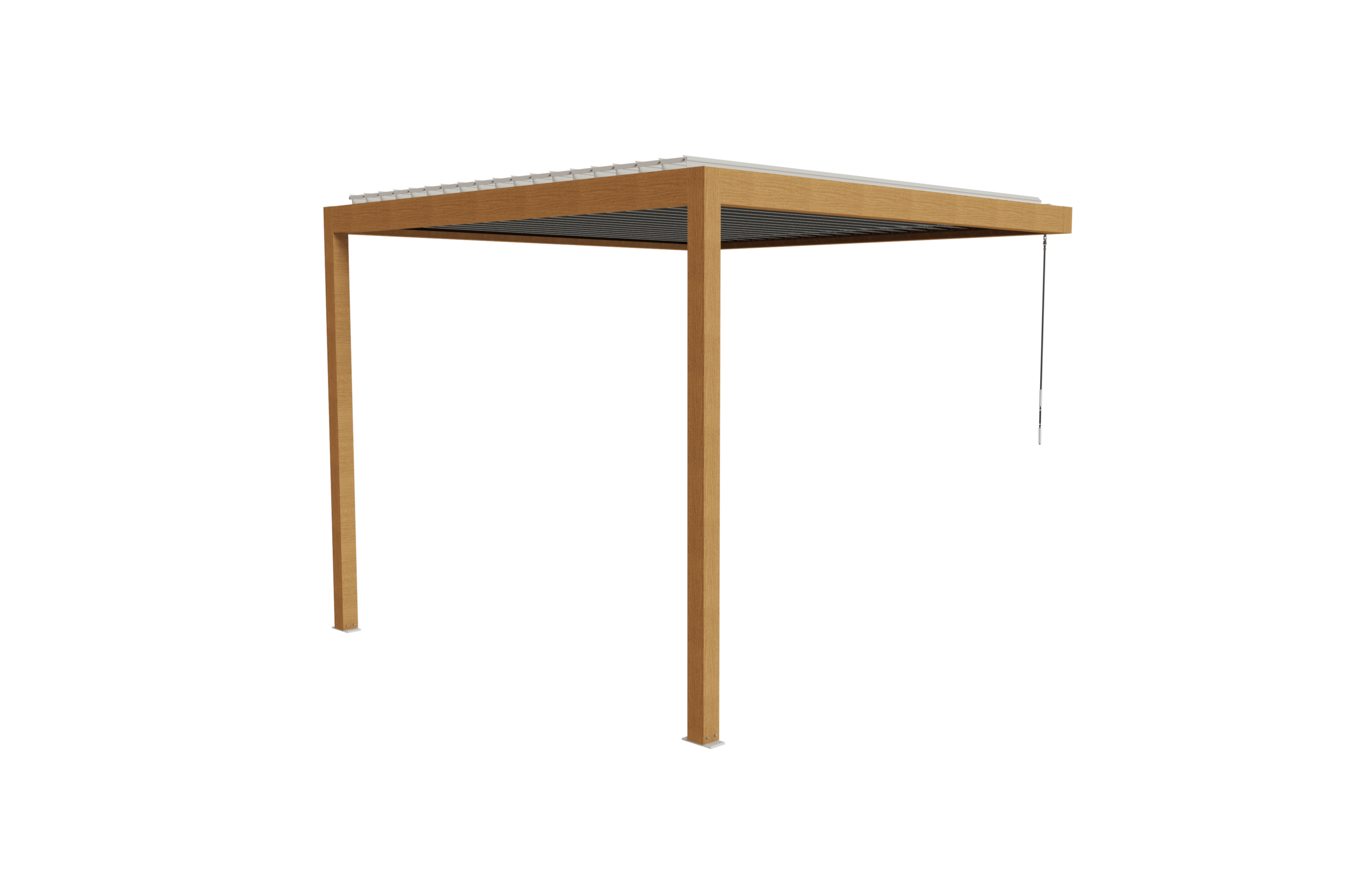 Pergola Bioclimatique Aluminium Adossée Aspect Bois 3x3 Manuelle S ORIAL France - Image 3
