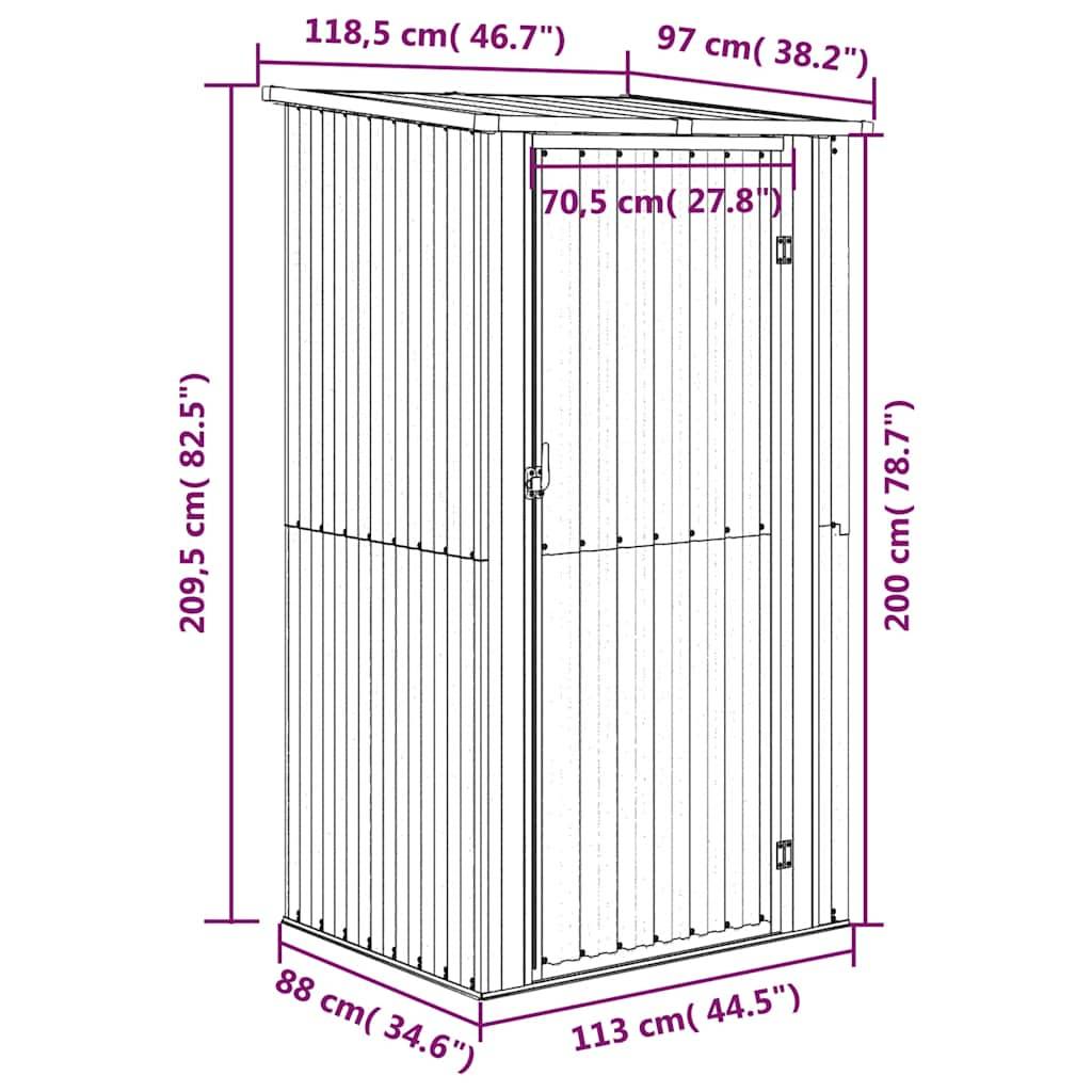 Vidaxl - Abri de jardin Gris 118,5x97x209,5 cm Acier galvanisé vidaXL 150900 - Image 3