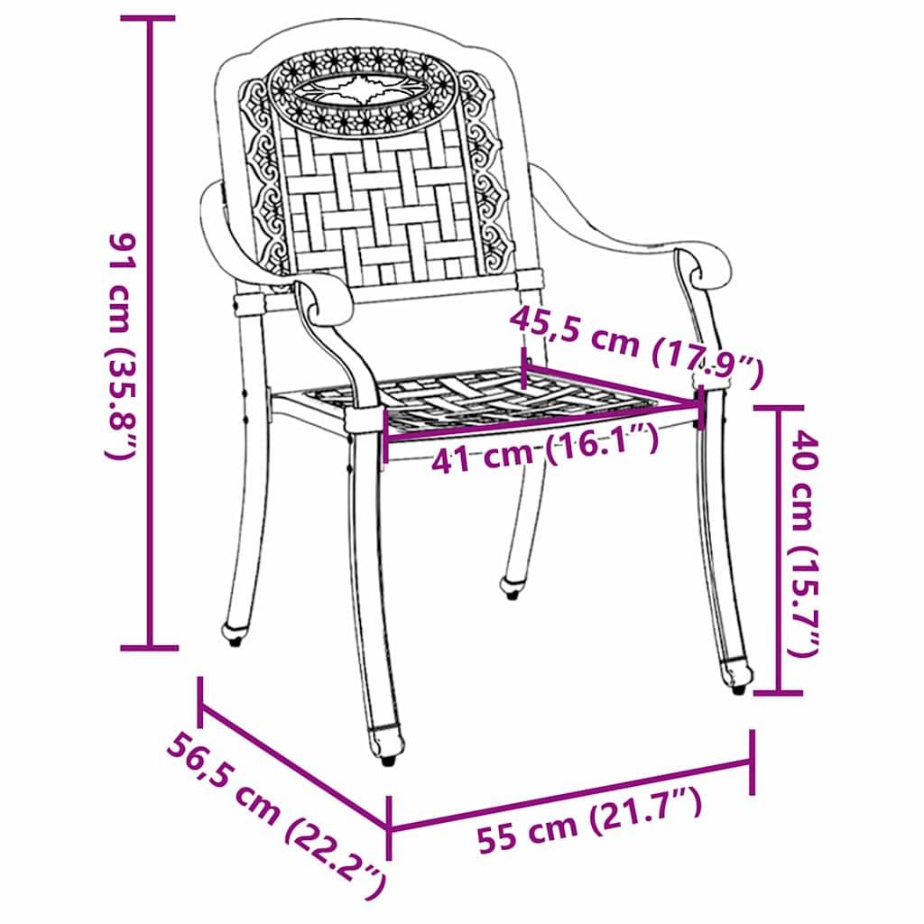 Prolenta Premium - Chaises de jardin aluminium noir 55 x 56,5 x 91 cm - Prolenta premium p3169.8 - Image 10