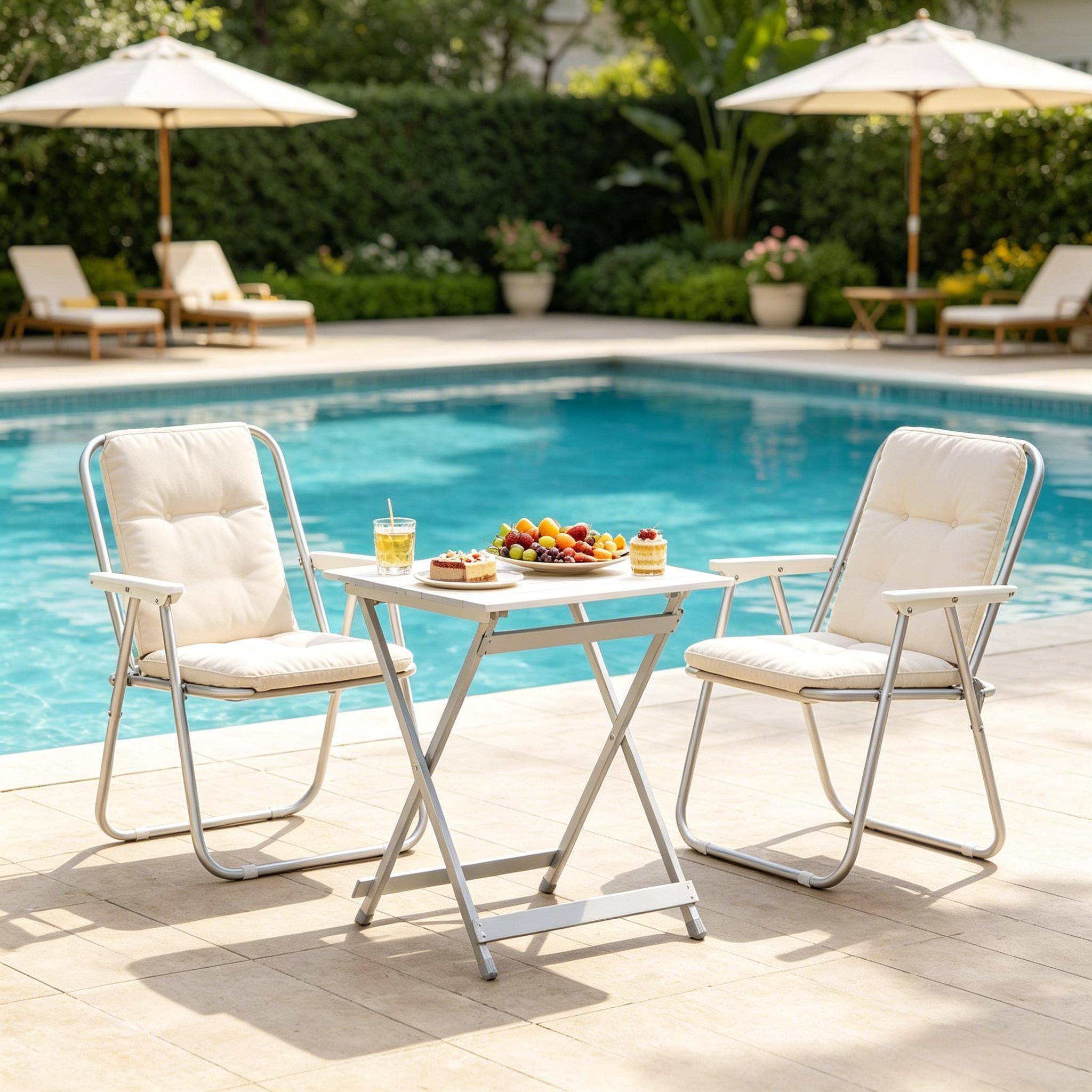 Table pliante aluminium jardin balcon camping ultralégère argent 50,5x47x59,5cm - ComfortXL Outdoor Living - Image 7