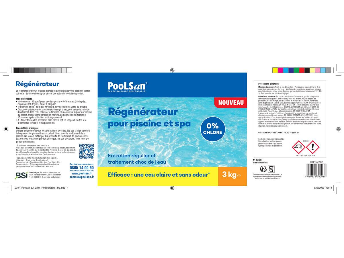 Poolsan - BSI - PooLSan - Recharge Sans Chlore - Régénérateur - Désinfection Eau Piscine ou Spa - Seau 3kg - Image 3