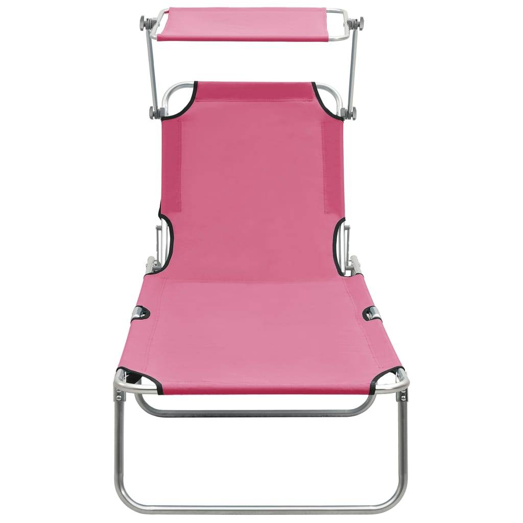 Maison Chic - Bain de soleil pliable - Transat - Chaise longue avec auvent acier rose magento - MEUBLE PRO - Image 3