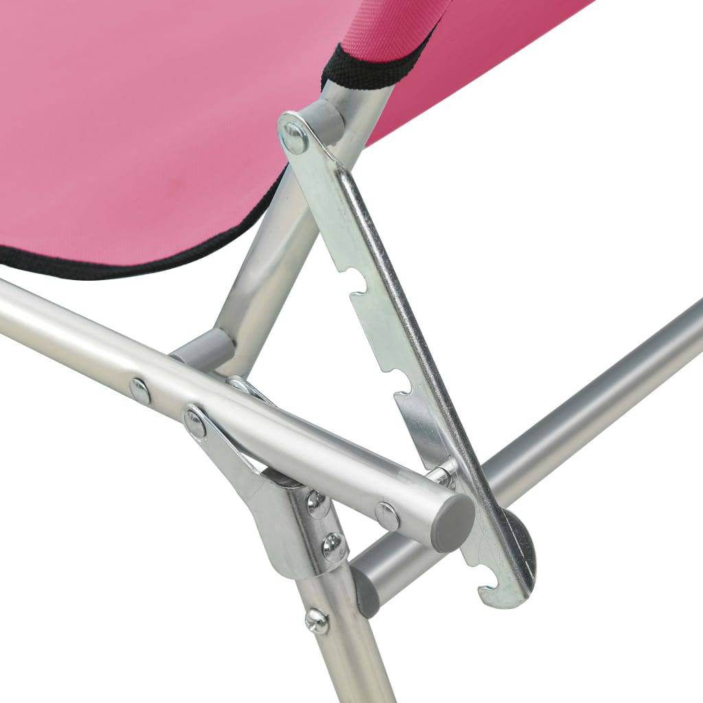 Maison Chic - Bain de soleil pliable - Transat - Chaise longue avec auvent acier rose magento - MEUBLE PRO - Image 8