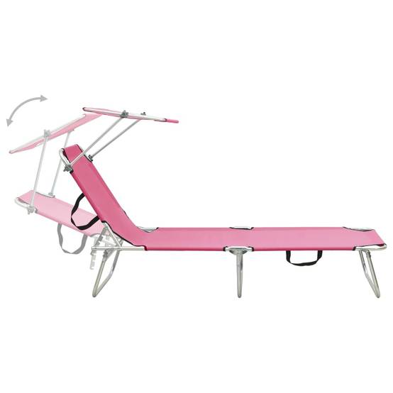 Maison Chic - Bain de soleil pliable - Transat - Chaise longue avec auvent acier rose magento - MEUBLE PRO - Image 4