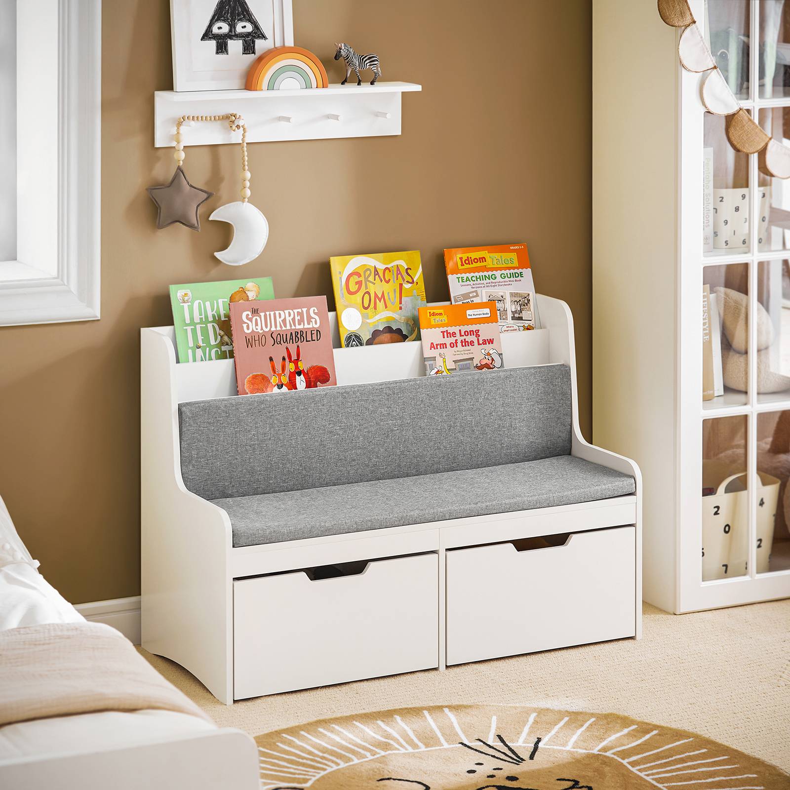 HOOBRO Coffre Rangement Jouets 100cm Velours Gris - Banc Siège Avec Couvercle, Capacité 99.8kg EGY210CW01