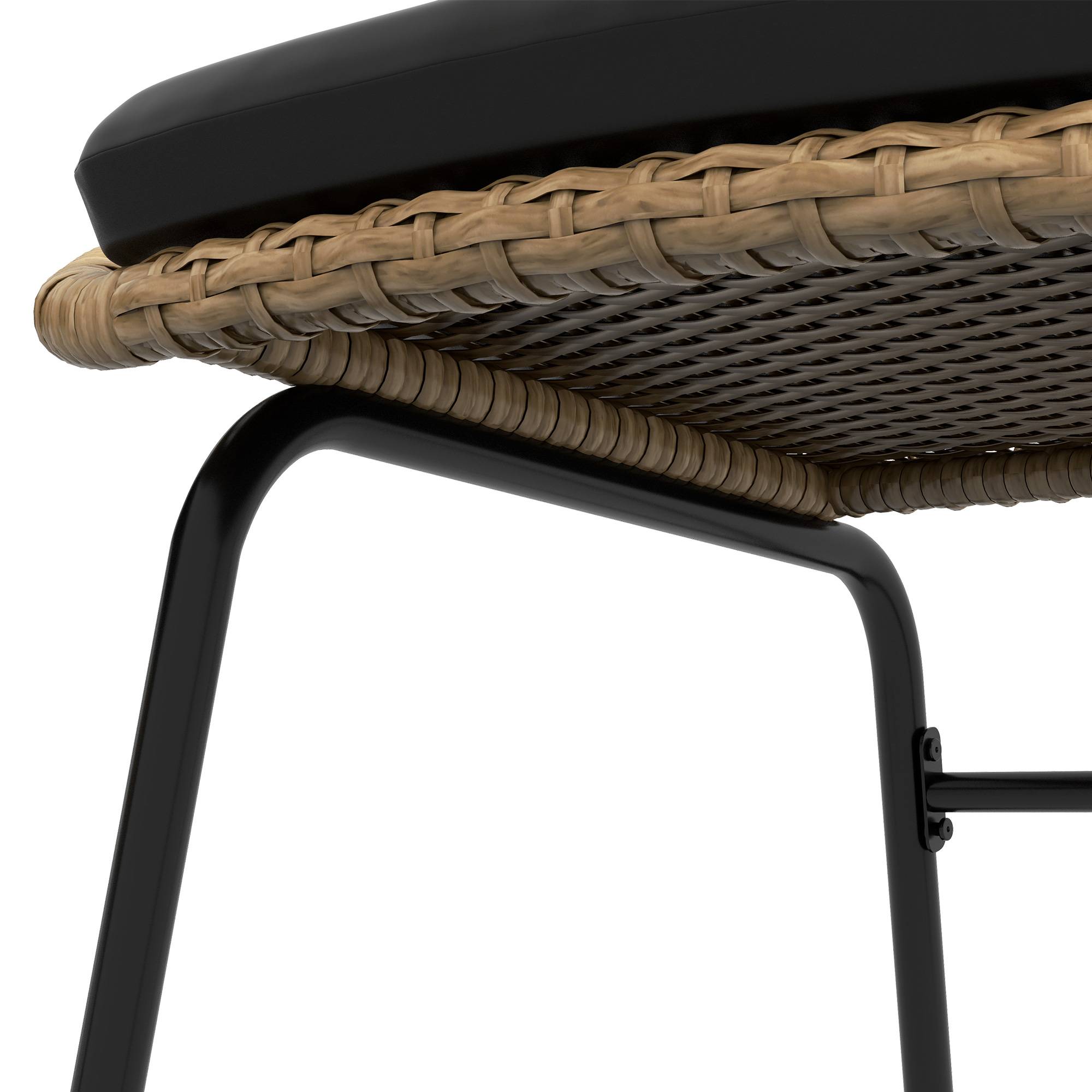 ComfortXL - Salon de jardin bistrot 3 pièces en résine tressée jaune avec 2 fauteuils et table ronde terrasse balcon - Image 9