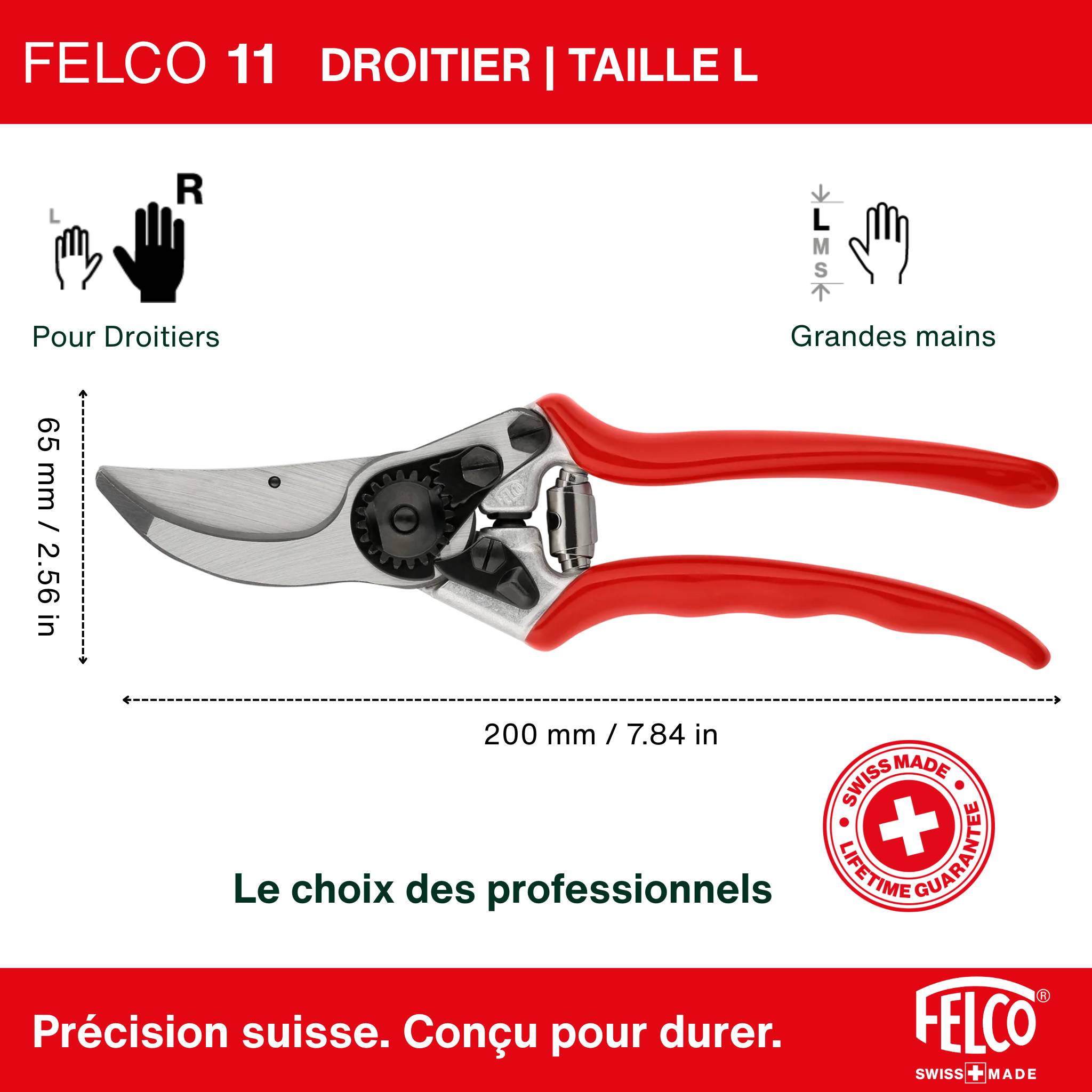 Felco - FELCO Sécateur n° 11 (Coupe Ø 25 mm, longueur 210 mm, poignées ergonomiques, pour grandes mains, avec rainure à sève) FELCO 11 - Image 3