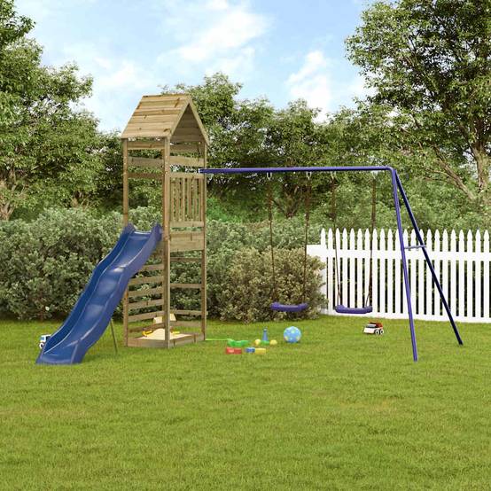 Aire de jeux d'extérieur - Jeu Plein air enfant bois de pin imprégné rj19 - Image 2