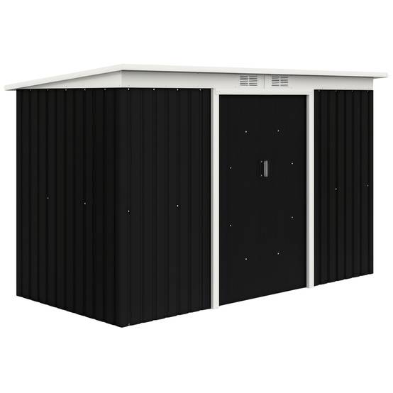 Abri de jardin extérieur 280 x 130 x 172 cm avec portes coulissantes, fond et ventilation, gris foncé - Image 1