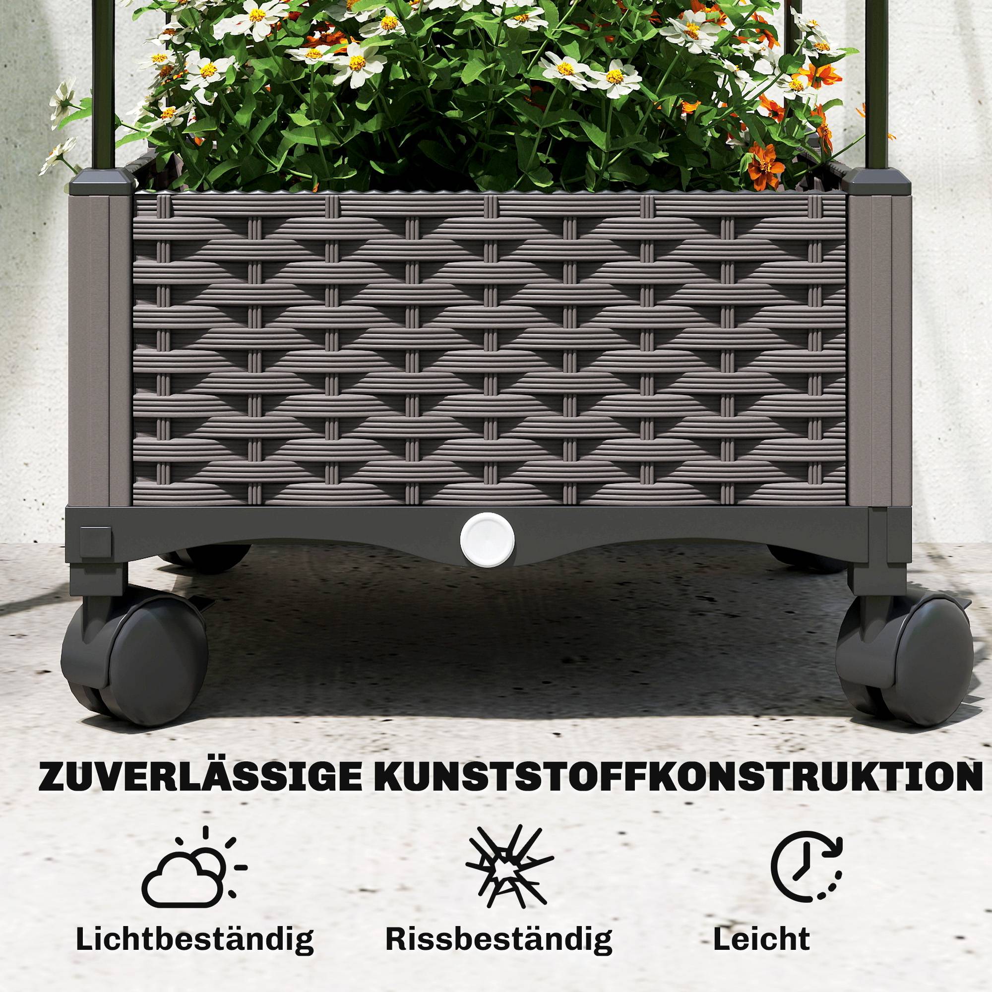 Potager surélevé mobile avec treillis, roues, drainage, 40x40x185 cm - Image 9