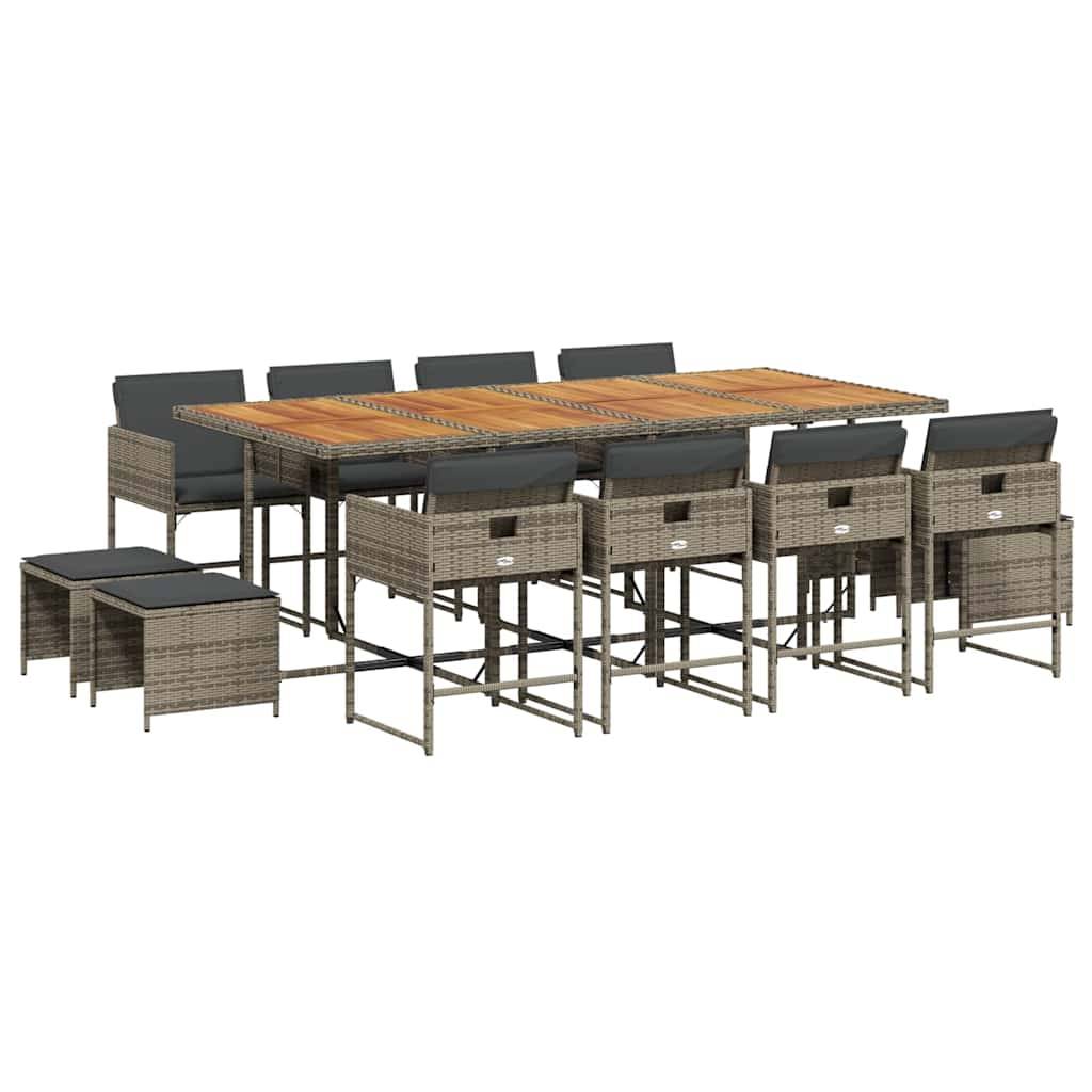Grand Salon de Jardin 12 Places Encastrable en Résine Tressée Grise et Bois d'Acacia – ComfortXL Outdoor Living - Image 2
