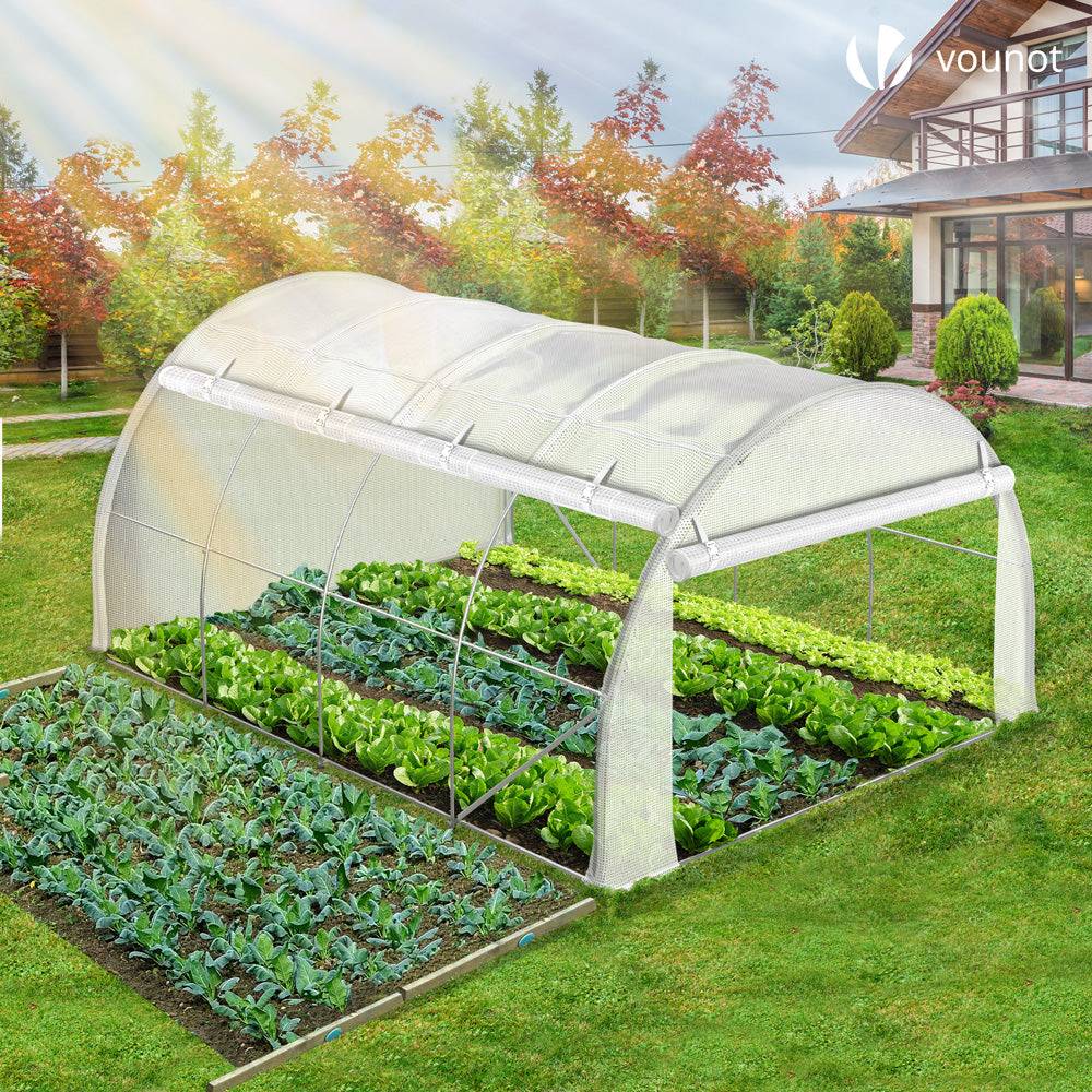 Serre de jardin tunnel Toute Saison 12m² - 4L x 3l x 2H m - fenêtres et portes latérales zippées enroulables, barre anti-tempête - Image 3