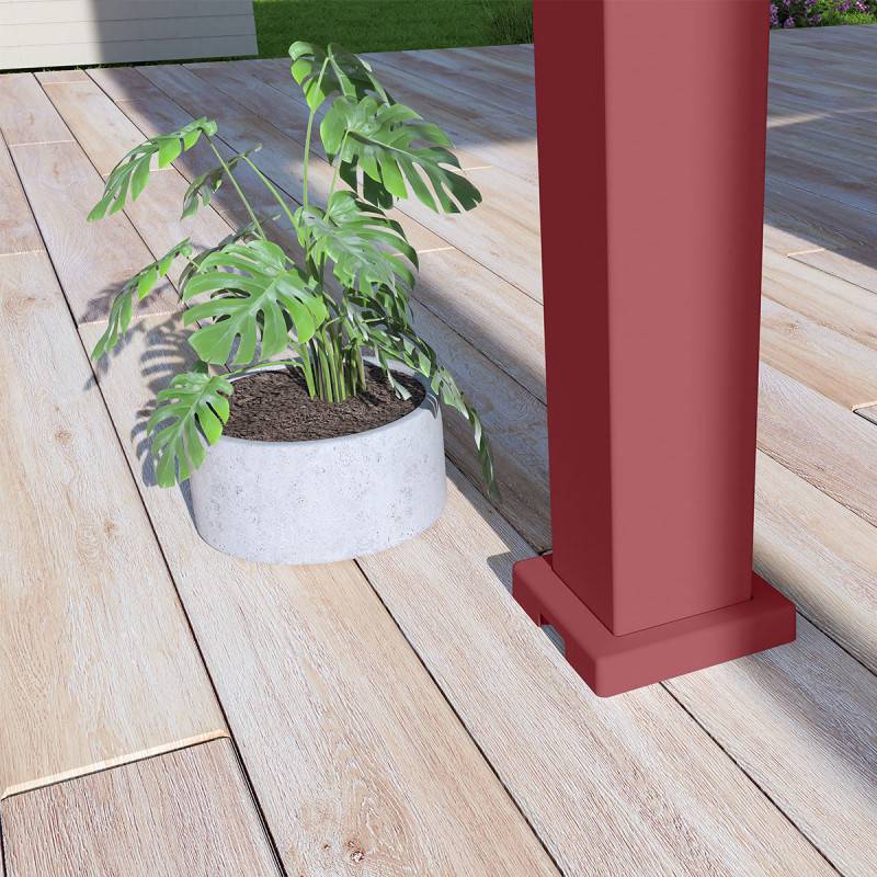 Ombrea - Pergola bioclimatique Ombréa autoportante VS - 3x4M Rouge basque + 1 store 4M blanc - Image 4