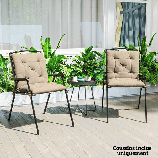 Outsunny - Lot de 2 coussins de chaise d'extérieur avec attaches - 98 x 50 x 8 cm - beige - Outsunny - Image 4