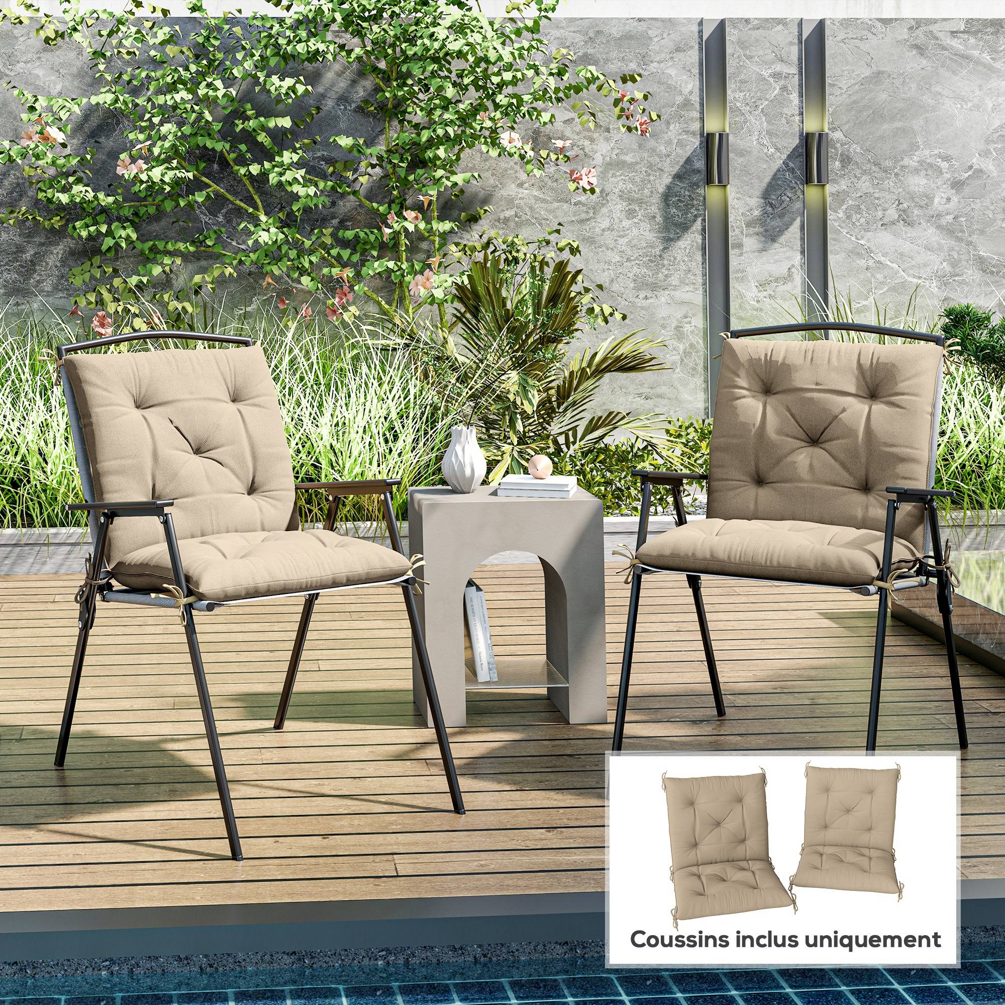 Outsunny - Lot de 2 coussins de chaise d'extérieur avec attaches - 98 x 50 x 8 cm - beige - Outsunny - Image 2