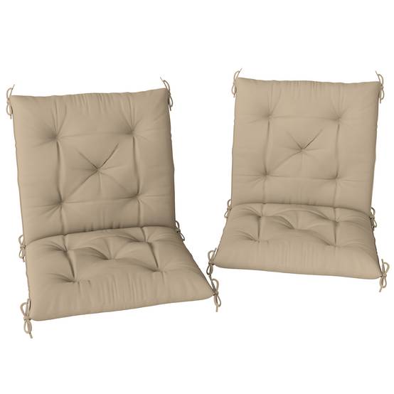 Outsunny - Lot de 2 coussins de chaise d'extérieur avec attaches - 98 x 50 x 8 cm - beige - Outsunny - Image 1