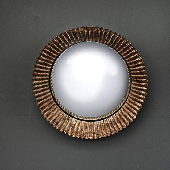 Miroir sorcière convexe résine doré 23cm - Image 1