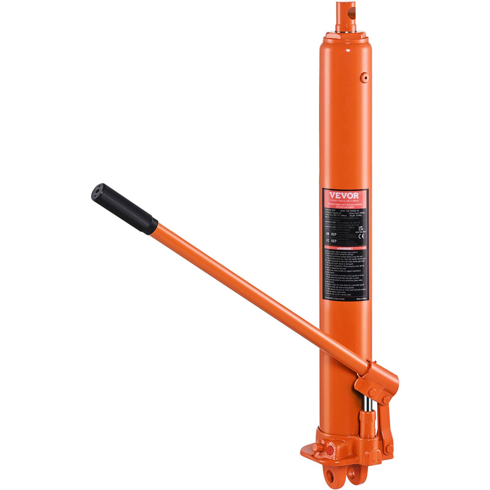 VEVOR Vérin hydraulique long 8 T, pour grue atelier. Pompe piston, support moteur. - Image 1