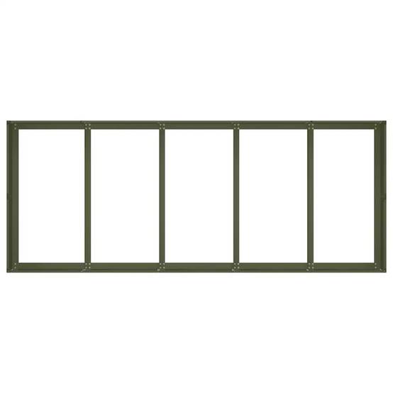Jardinière rectangulaire moderne pour jardin balcon 200 x 80 x 40 cm avec fond ouvert en acier vert olive - Image 3