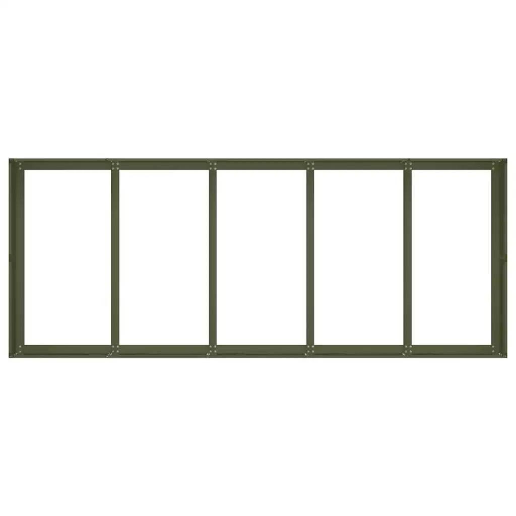 Jardinière rectangulaire moderne pour jardin balcon 200 x 80 x 40 cm avec fond ouvert en acier vert olive - Image 3