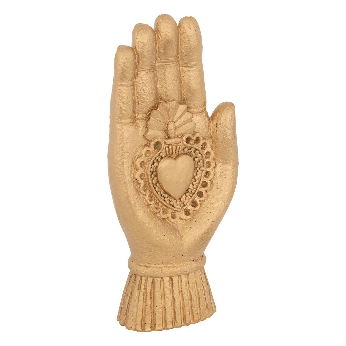 Atmosphera - Objet déco Main en résine dorée aspect texturé H 16.5 cm - Image 1