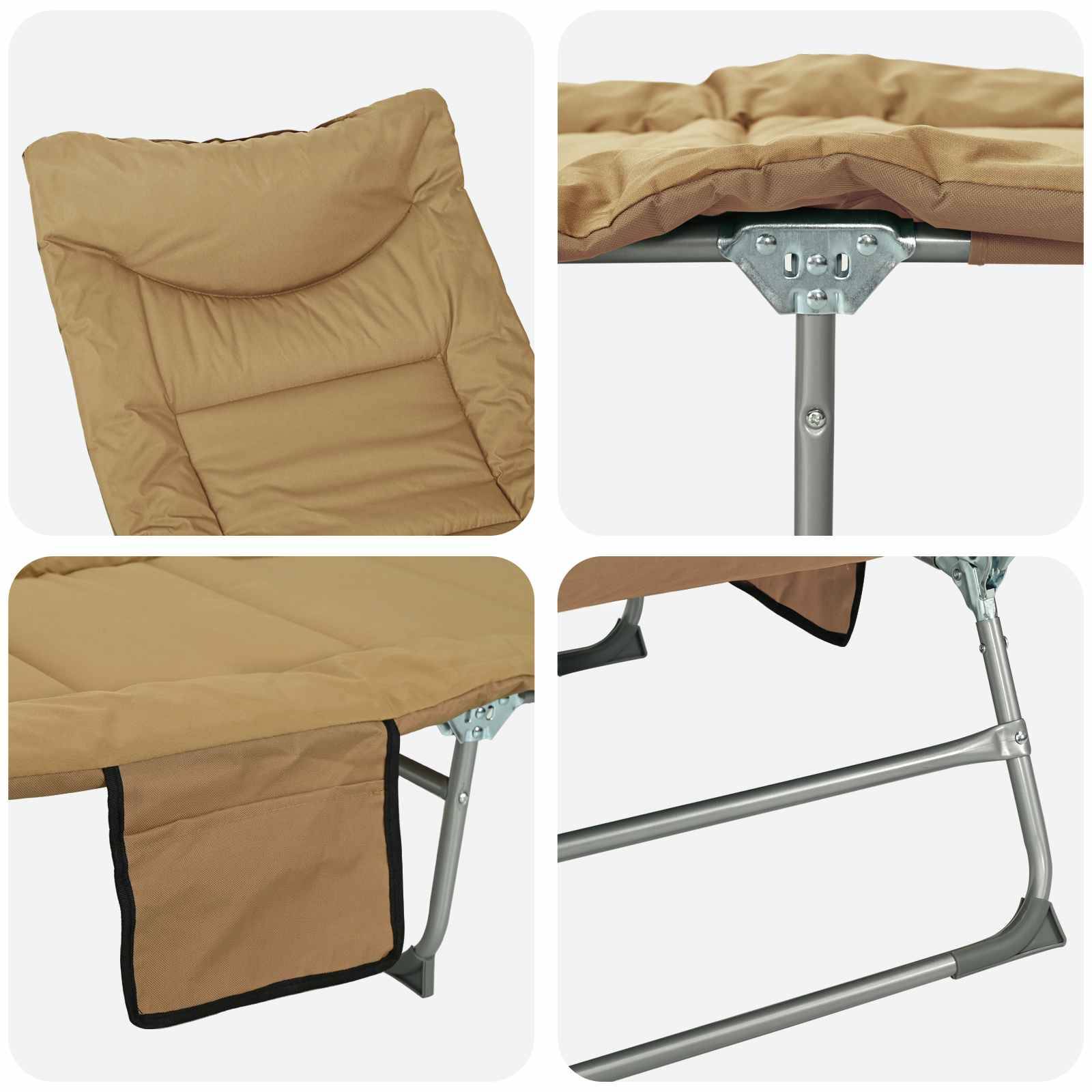 Vidaxl - Transat pliant avec coussin Beige vidaXL 42032383 - Image 9