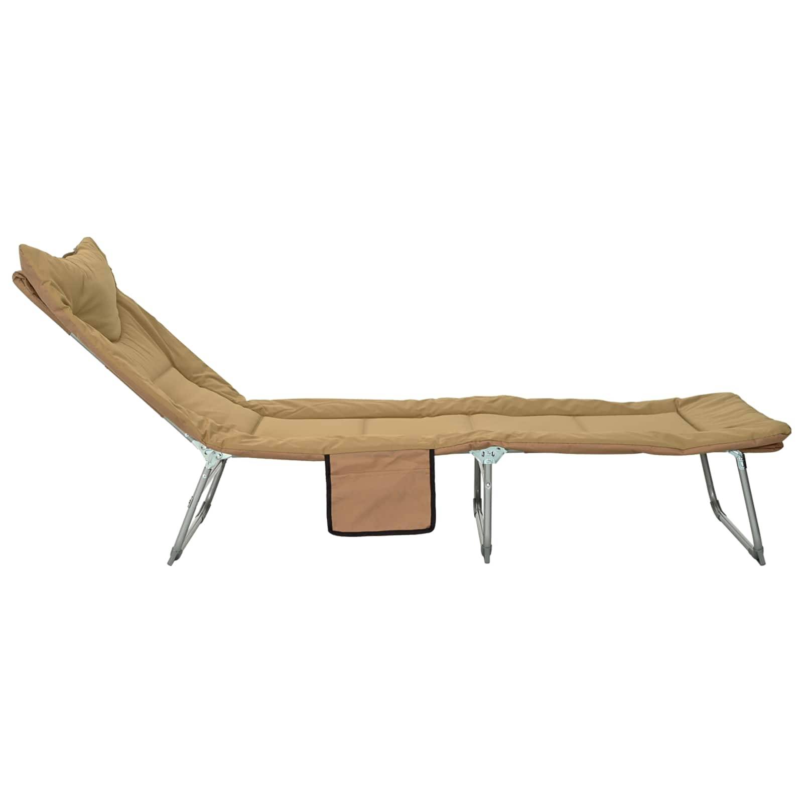 Vidaxl - Transat pliant avec coussin Beige vidaXL 42032383 - Image 7