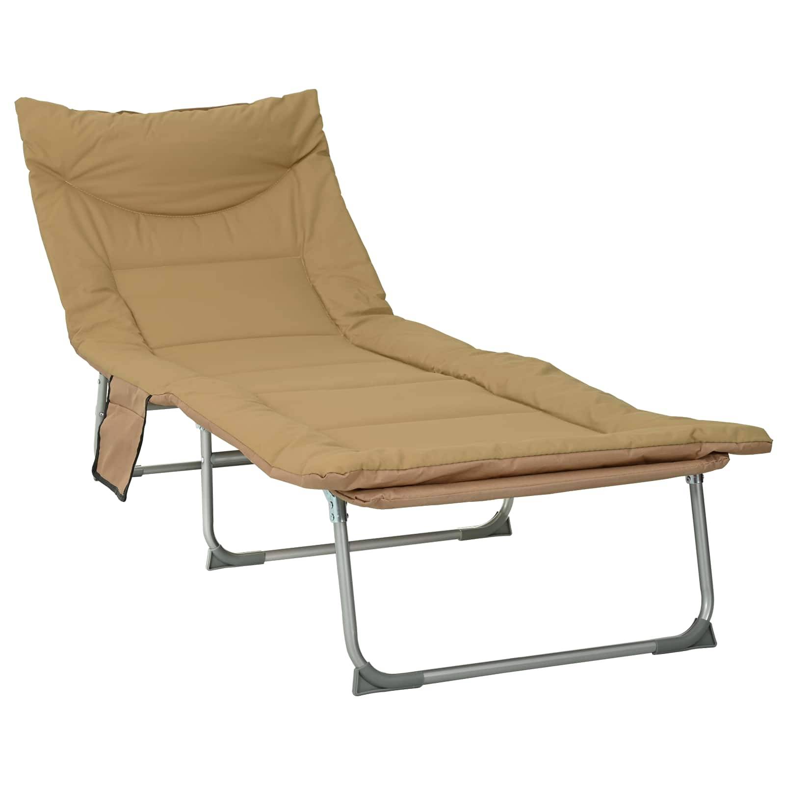 Vidaxl - Transat pliant avec coussin Beige vidaXL 42032383 - Image 2