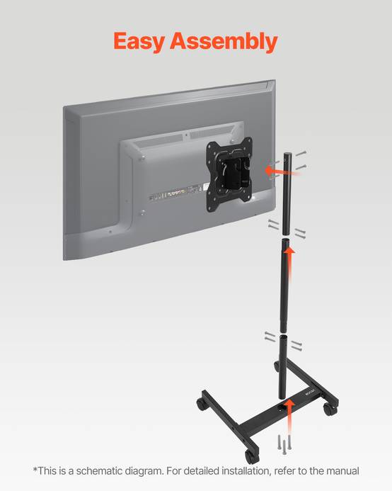 VEVOR Support TV à roulettes chariot TV mobile pour écrans de 431,8 à 1397 mm - Image 6