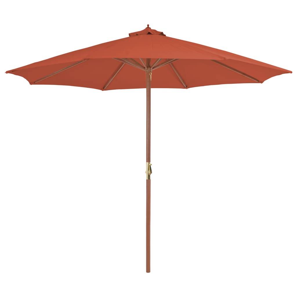 Helloshop26 - Parasol d'extérieur avec mât en bois 300 cm terre cuite - Image 1