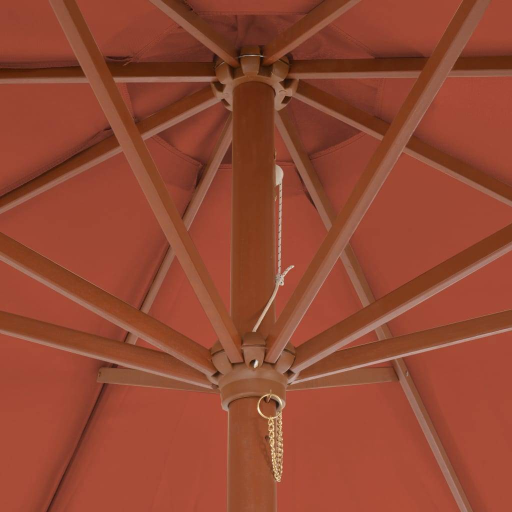 Helloshop26 - Parasol d'extérieur avec mât en bois 300 cm terre cuite - Image 5