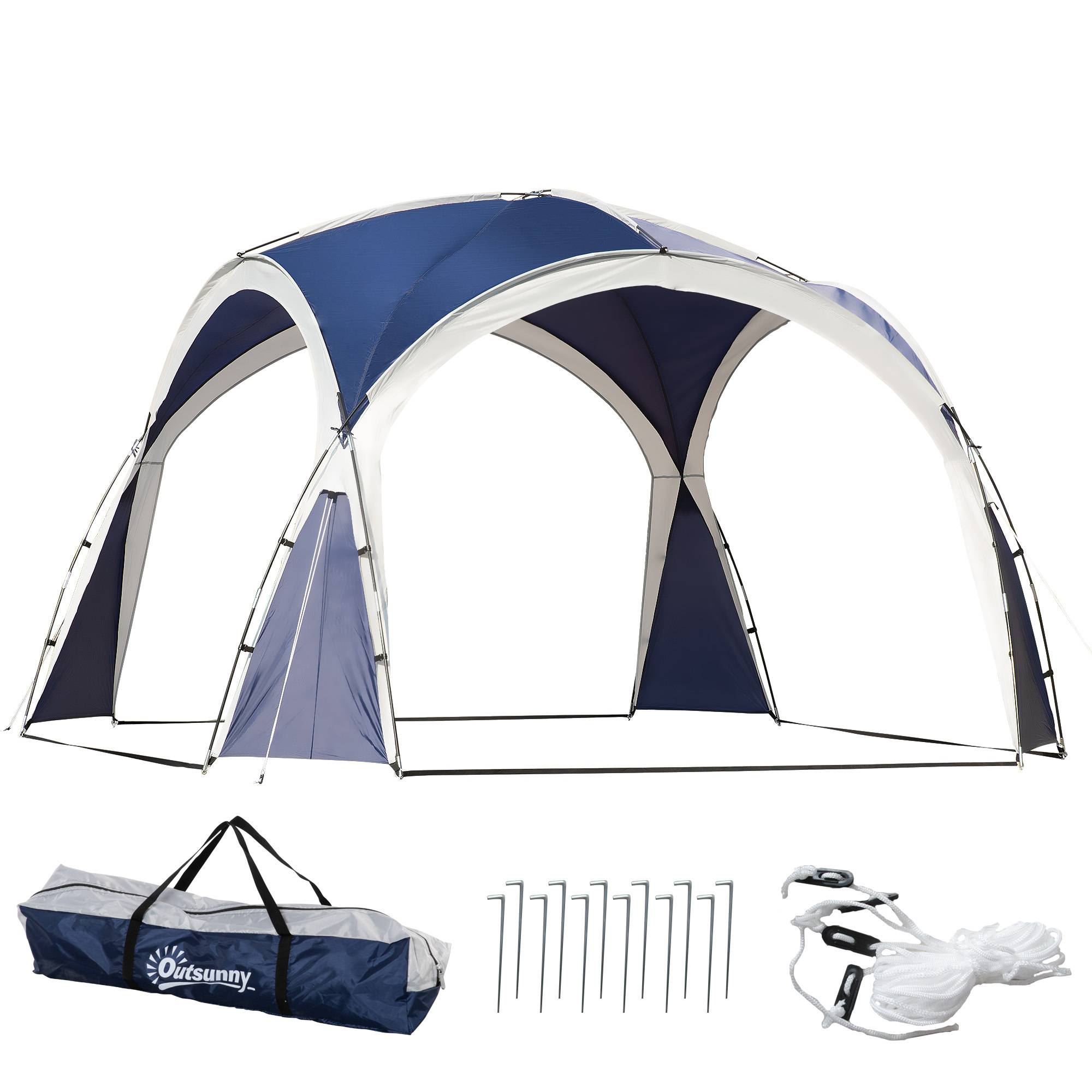 Auvent de camping pliable 3,5 x 3,5 m avec crochet, sac de transport, imperméable et protection UV pour terrasse ou plage, bleu - Image 1
