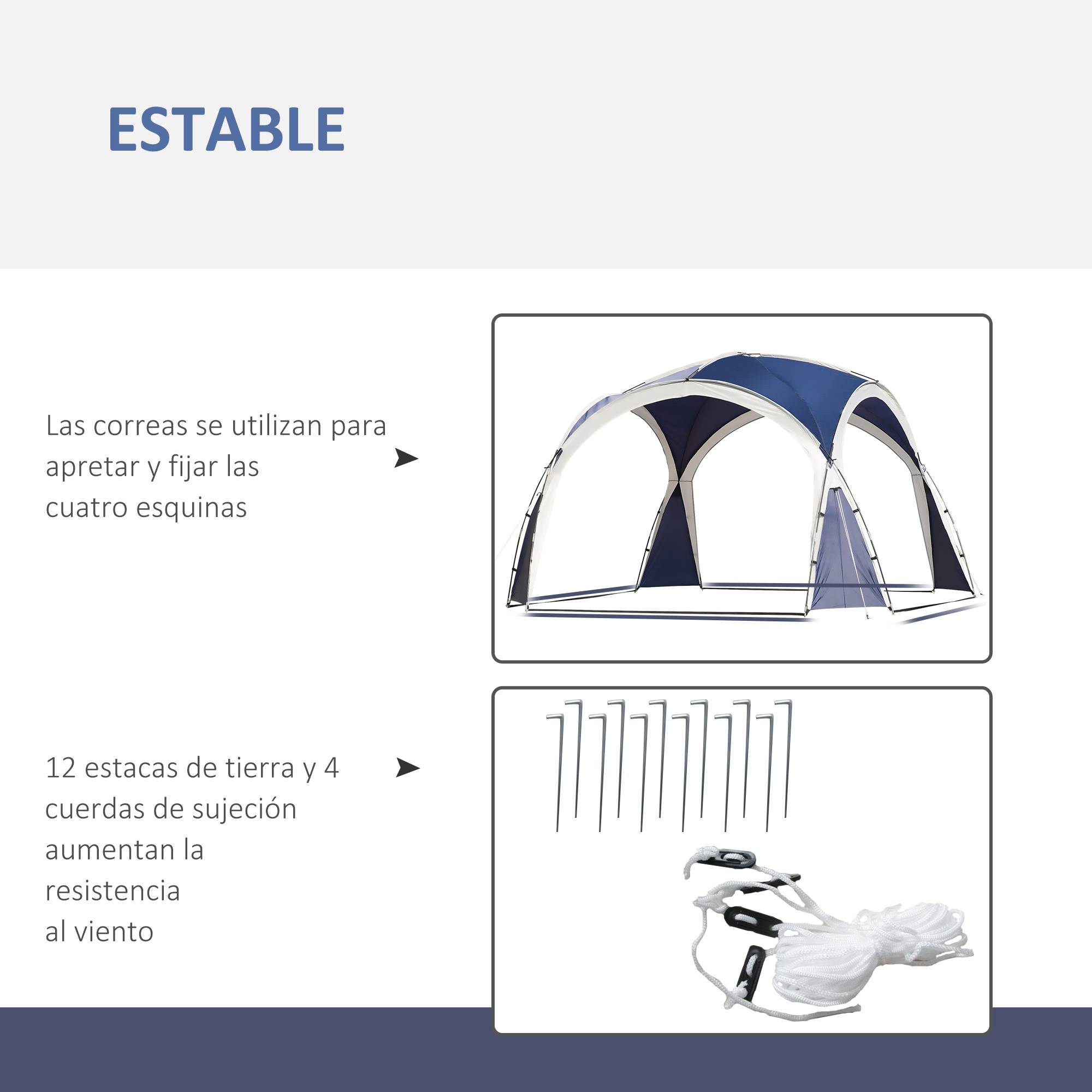 Auvent de camping pliable 3,5 x 3,5 m avec crochet, sac de transport, imperméable et protection UV pour terrasse ou plage, bleu - Image 9