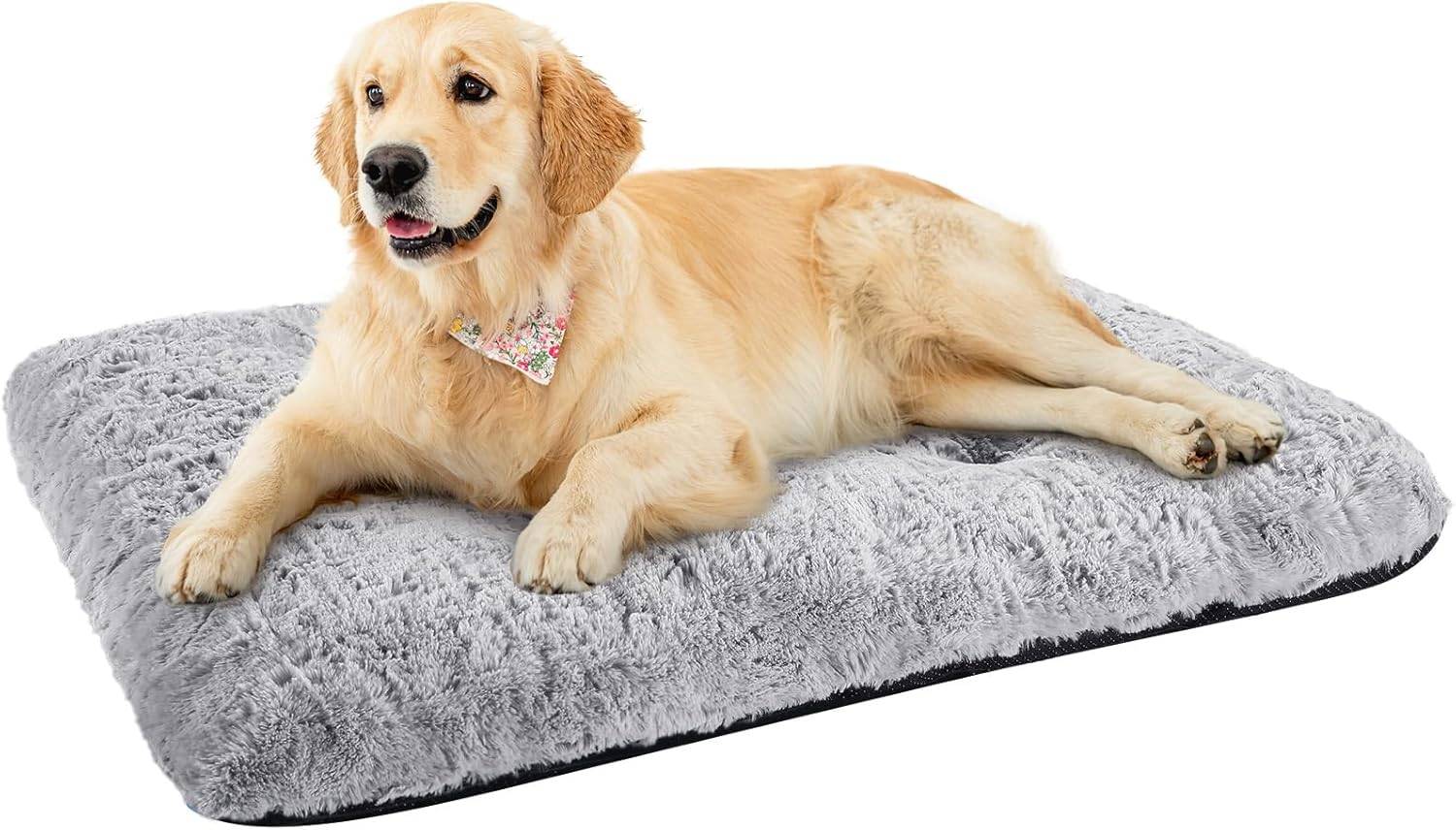 Lit pour chien de taille moyenne, 75 x 55 cm, lavable, moelleux, avec dessous antidérapant gris