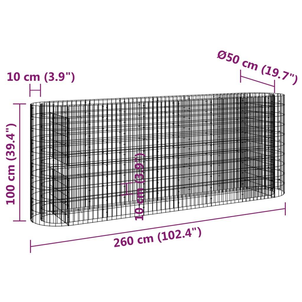 Vidaxl - Lit surélevé à gabion Fer galvanisé 260x50x100 cm vidaXL 152034 - Image 3