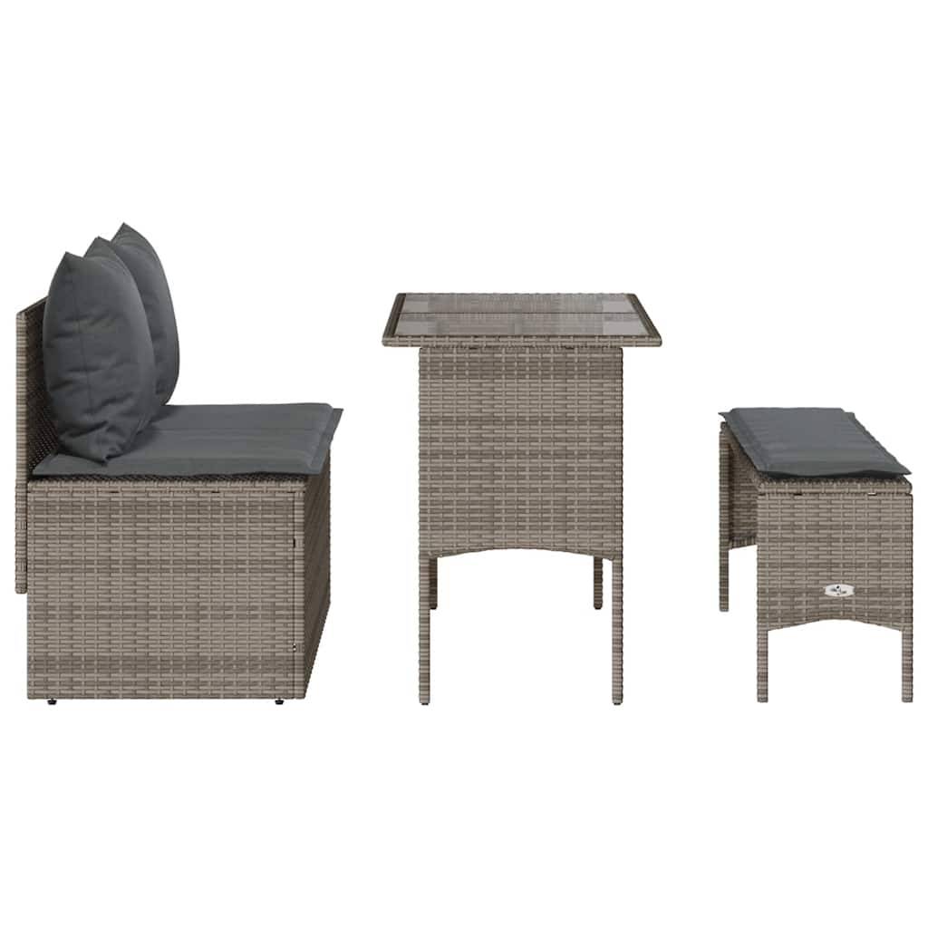 Salon de repas 3-4 places résine tressée avec banc canapé pour jardin Gris – ComfortXL Outdoor Living - Image 8