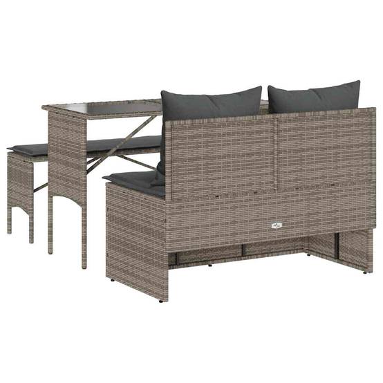 Salon de repas 3-4 places résine tressée avec banc canapé pour jardin Gris – ComfortXL Outdoor Living - Image 9