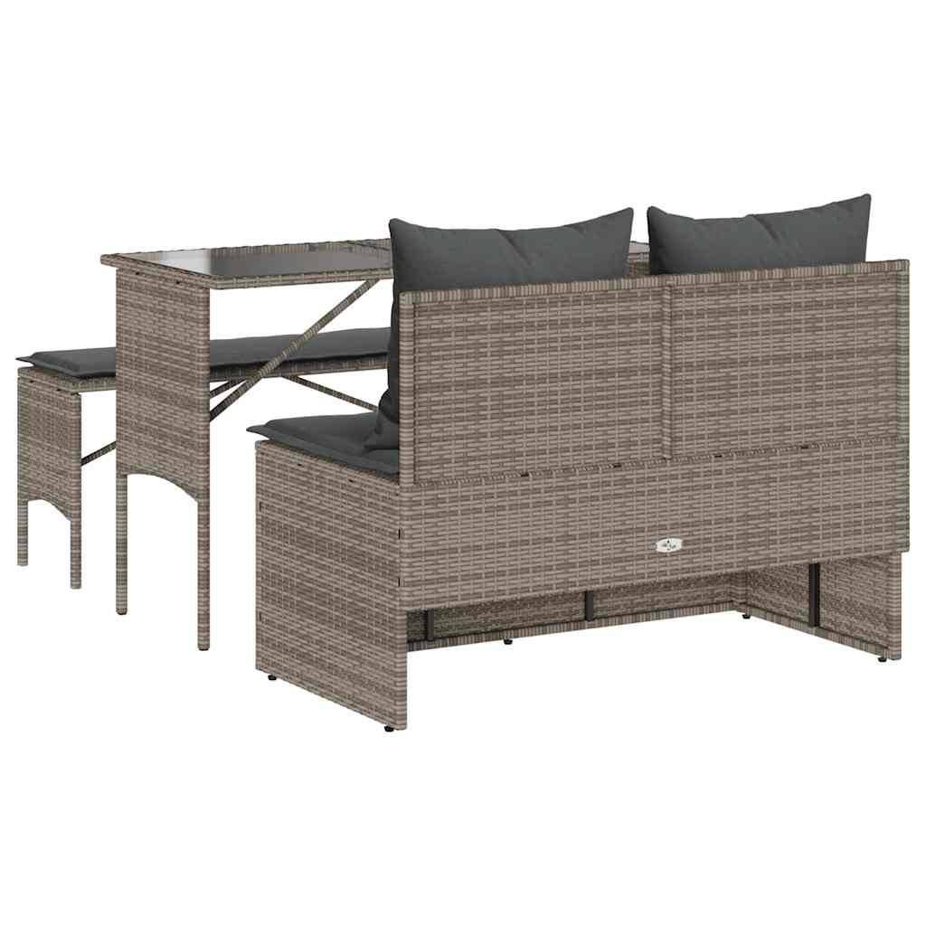 Salon de repas 3-4 places résine tressée avec banc canapé pour jardin Gris – ComfortXL Outdoor Living - Image 9
