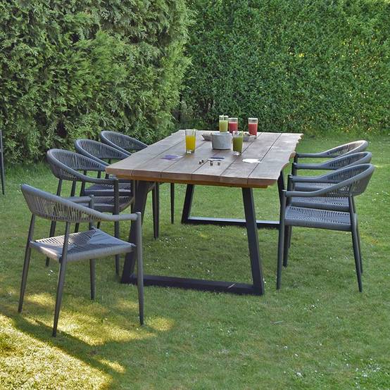 Fauteuil aluminium anthracite et corde tressée grise Casamance - Gecko Jardin - Image 7