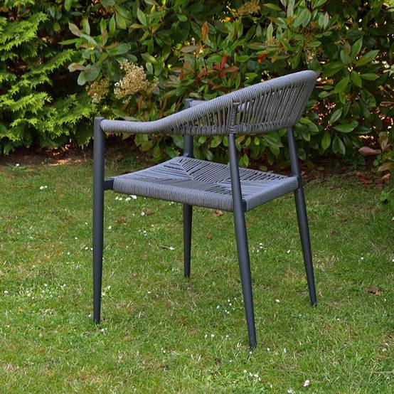 Fauteuil aluminium anthracite et corde tressée grise Casamance - Gecko Jardin - Image 4