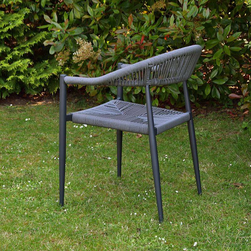 Fauteuil aluminium anthracite et corde tressée grise Casamance - Gecko Jardin - Image 4