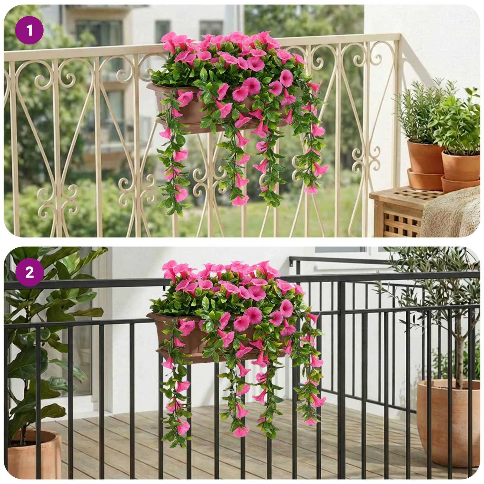 Fleurs artificielles PE et acier rouge violet 55 x 20 x 55 cm - PANGIVO