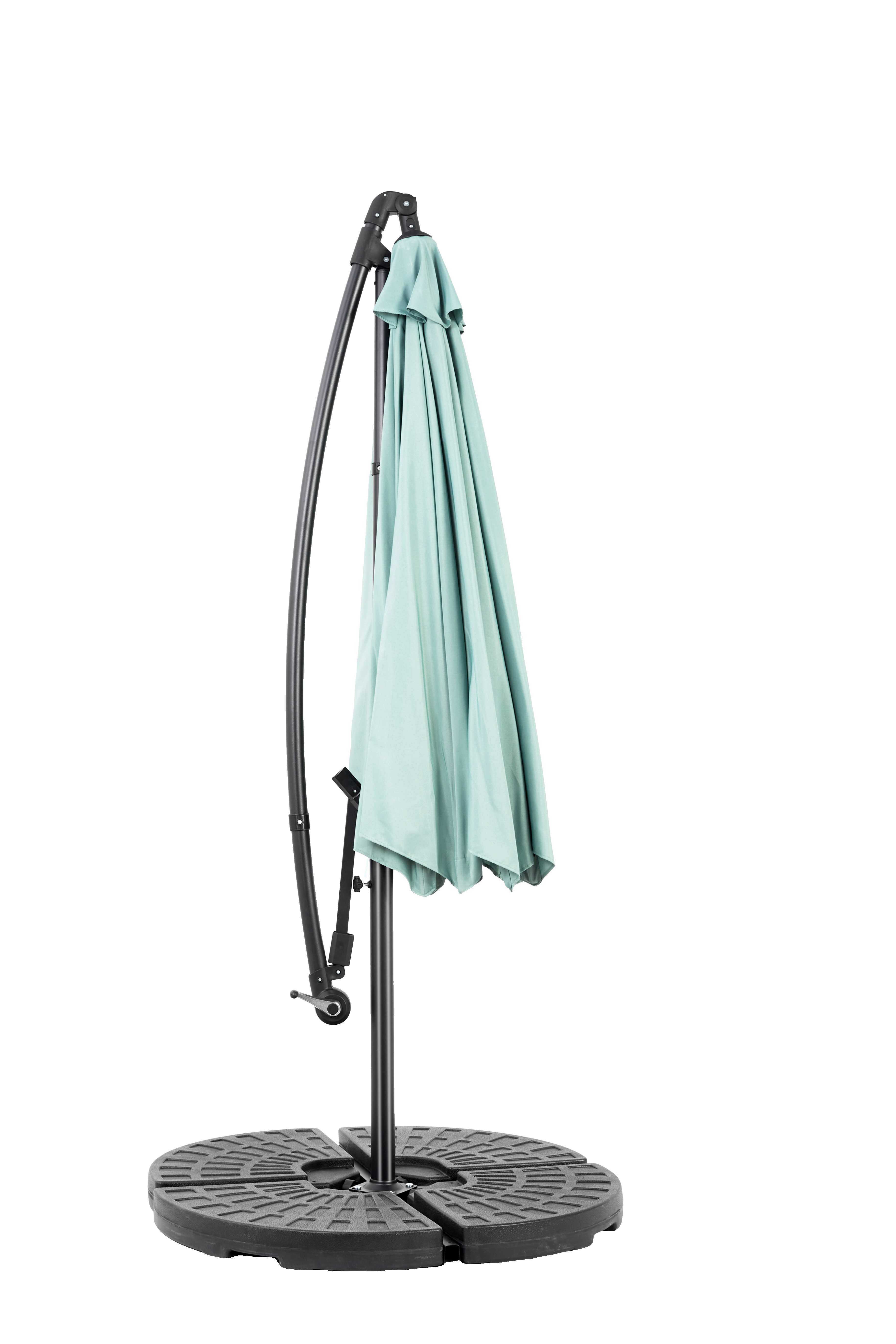 Parasol déporté 10ft à inclinaison facile, polyester vert clair, 8 baleines pour jardin et piscine (socle non fourni) - Image 6