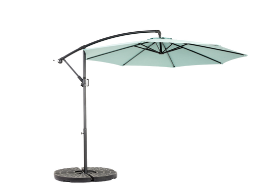 Parasol déporté 10ft à inclinaison facile, polyester vert clair, 8 baleines pour jardin et piscine (socle non fourni) - Image 7